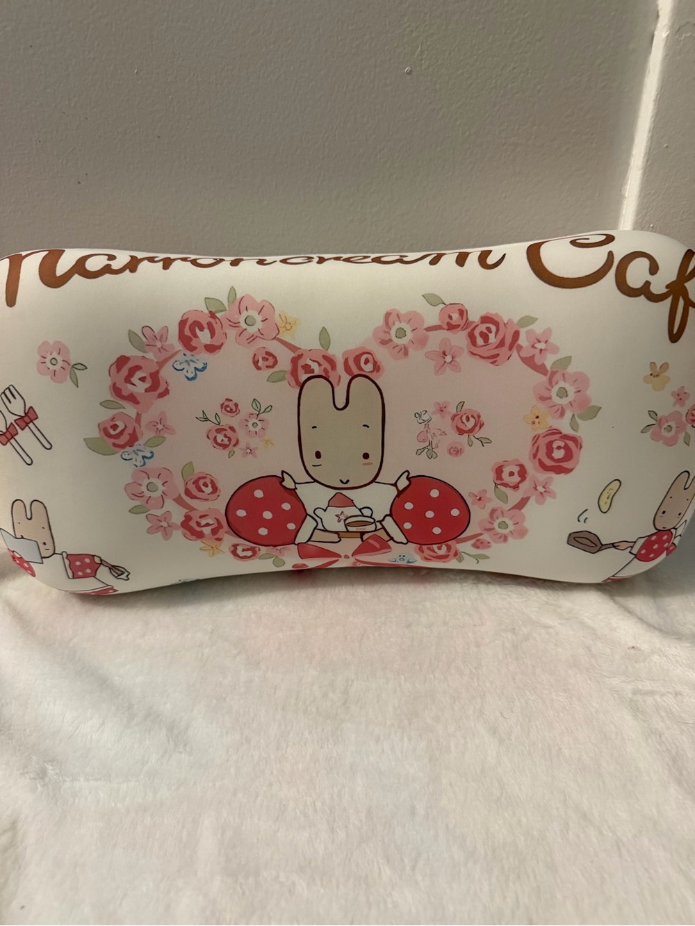 Cute Floral Bunny Lumbar Pillow - Pink and White